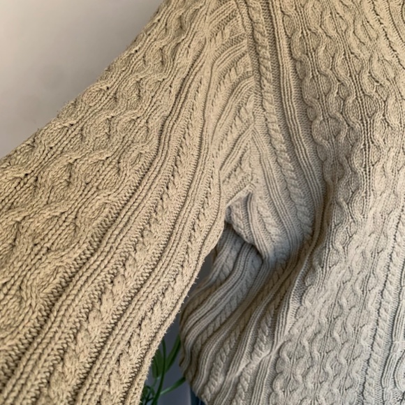 v i n t a g e :: Tan Turtleneck Granny Cable Knit Sweater - Picture 7 of 11